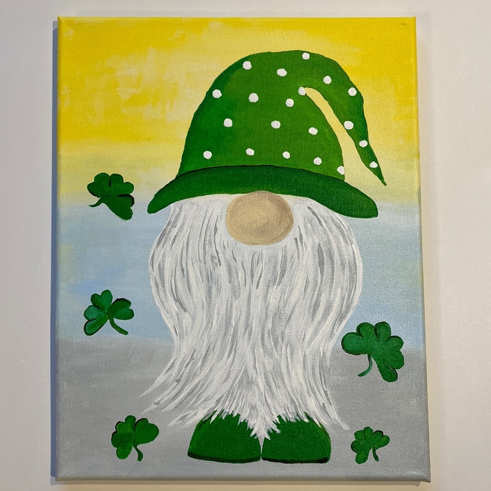 Lucky Gnome 14” x 11” Original Art Decor Wall Hanging Painting - Picture 1 of 11